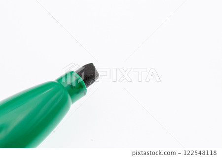 Green marker close up with white background  122548118