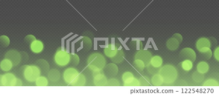 Green bokeh, blurred background with sparkling lights, blurry glitter effect. 122548270