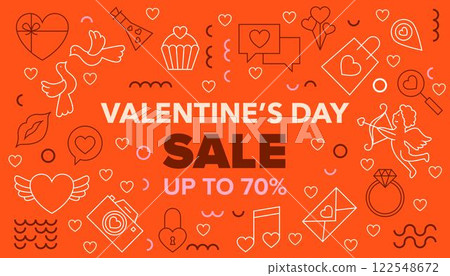 Sale Valentines Day Line Banner Sale Valentines Day Line Banner 122548672