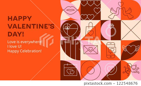 Valentines Day Geometrical Banner 122548676