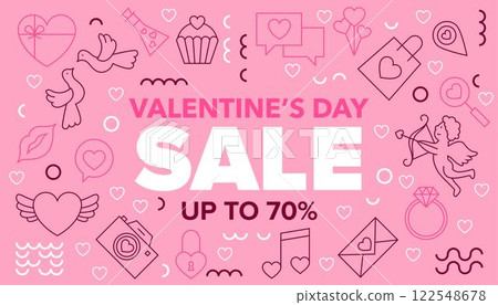 Happy Valentines Day Sale Line Banner 122548678