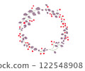 Circle frame of red nuts and purple leaves 122548908