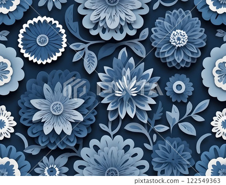 Scandinavian Shades of blue flowers Pattern. Nordic ornament for print, textile, wrapping paper Scandinavian Shades of blue flowers Pattern. Nordic ornament for print, textile, wrapping paper 122549363