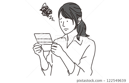 一個簡單的例子,一個女人看著她的存摺,遇到了麻煩 一個簡單的例子,一個女人看著她的存摺,遇到了麻煩 122549639