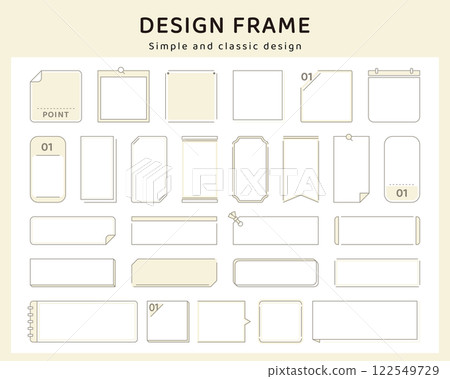 Simple frame border decoration line set variation vector illustration header heading line drawing 122549729