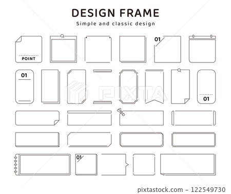 簡單的框架邊框裝飾線設定變化向量插圖標題黑色 122549730