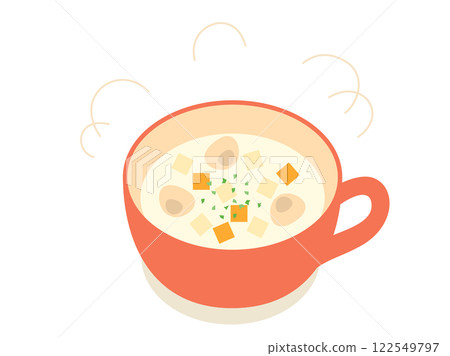 Illustration of warm clam chowder 122549797