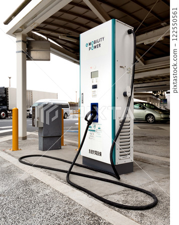 A quick charger installed in the rear of the parking lot 122550561