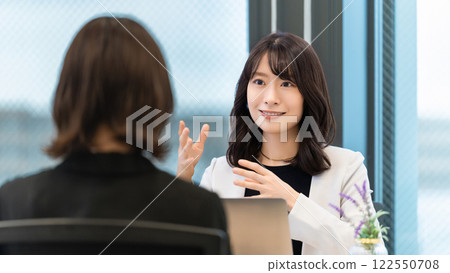 Two women/businesswomen having a meeting 122550708