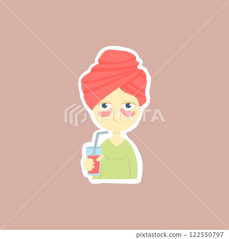 Morning girl diary sticker. Words, characters and quotes for planner journal. Trendy notebook decor with girls, food and cats. Daily reminder vector set as coffee cup, love letter, rainbow and light 122550797