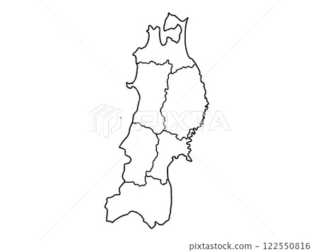 東北地區略顯鬆散的白色地圖，包括縣界 122550816