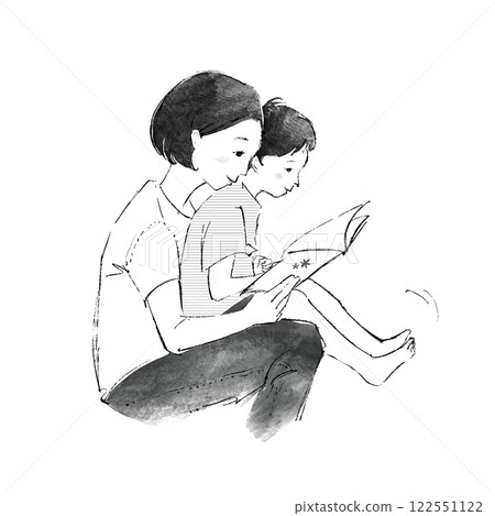 Illustration of a parent and child reading Illustration of a parent and child reading 122551122
