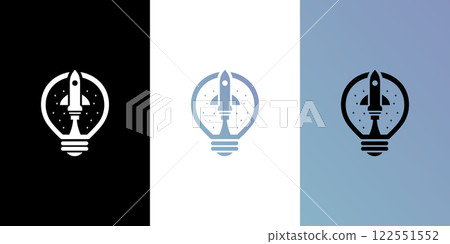 rocket idea launch logo vector template 122551552