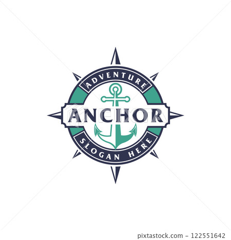 Anchor nautical marine circle seal logo design with text Anchor nautical marine circle seal logo design with text 122551642