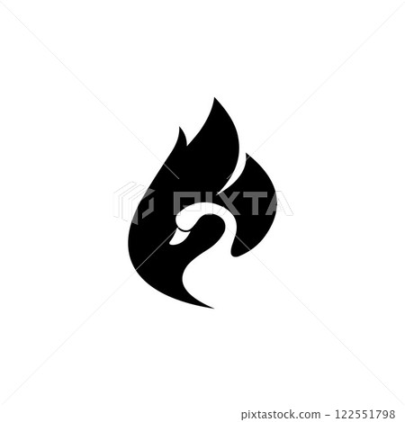 Swan negative space black color 122551798