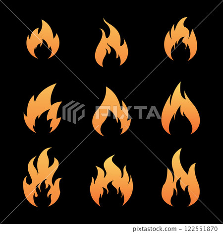 Fire flames, set vector icons Fire flames, set vector icons 122551870