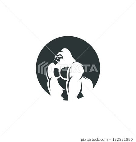 gorilla with circle logo vector 122551890