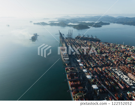 Aerial view of Yantian international container terminal in Shenzhen city, China 122552052