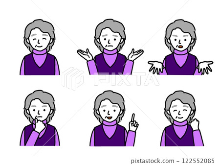 Senior women's facial expression set Senior women's facial expression set 122552085