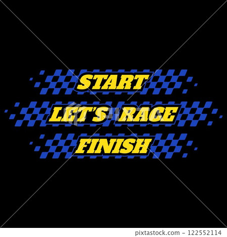Racing checkered yellow blue text 122552114