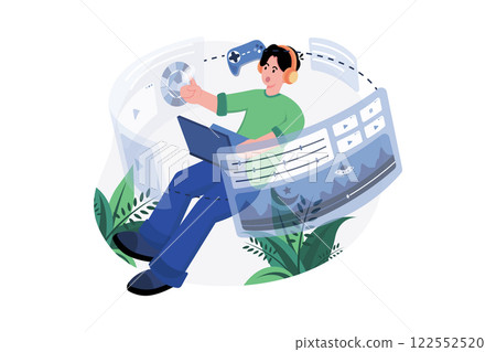 Video Game Designer Illustration concept. A flat illustration isolated on white background Video Game Designer Illustration concept. A flat illustration isolated on white background 122552520