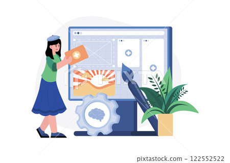 UI/UX Designer Illustration concept. A flat illustration isolated on white background UI/UX Designer Illustration concept. A flat illustration isolated on white background 122552522