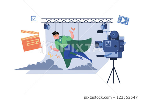 Superhero Movie-Making Scene With Special Effects Superhero Movie-Making Scene With Special Effects 122552547
