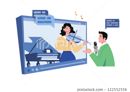 Video Interview With Musician Illustration concept on white background 122552556