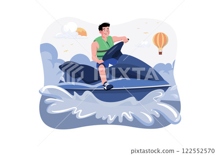 Guy Riding A Water Scooter 122552570