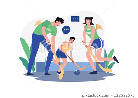Family Playing Hockey Illustration concept on white background Family Playing Hockey Illustration concept on white background 122552573