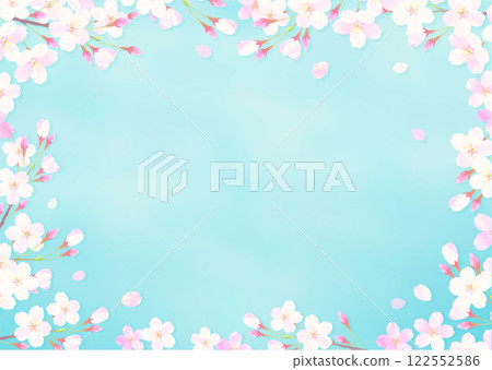 Refreshing blue sky and cherry blossom frame Entrance ceremony/Graduation ceremony 122552586