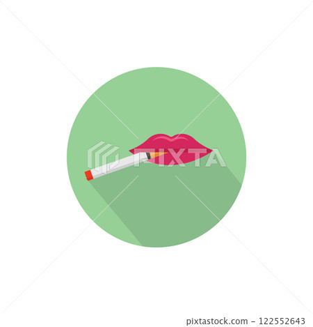 Pink lips exhale cigarette smoke 122552643