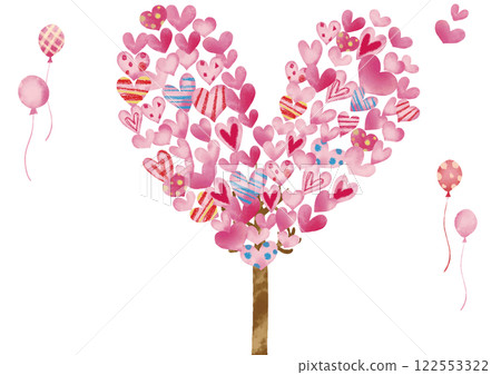 Watercolor Heart Tree 122553322