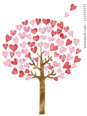 Watercolor Heart Tree 2 Vertical 122553331