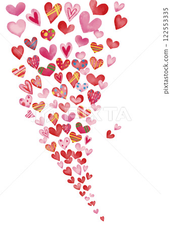 Watercolor style flying red hearts 5 vertical Watercolor style flying red hearts 5 vertical 122553335