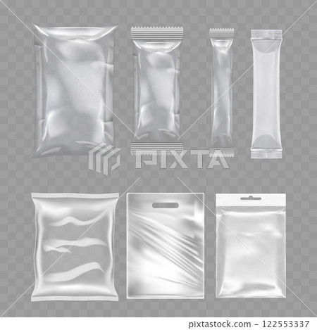 Transparent Plastic Packaging Mockup Set Vector 122553337