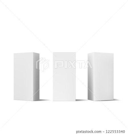 Blank White Box Mockup Packaging Set for Product Design Vector 122553340