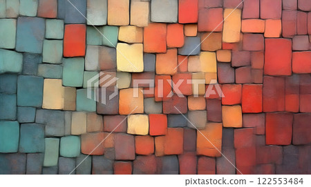 colorful brick wall 122553484