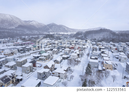 Snowing residential area (aerial view) Snowing residential area (aerial view) 122553561