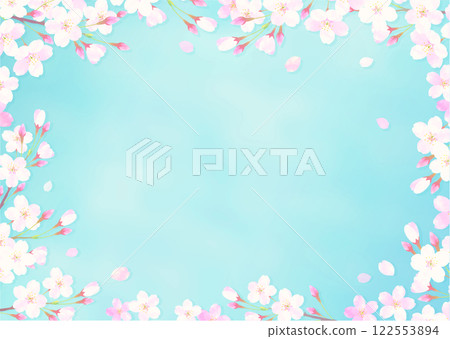 Refreshing blue sky and cherry blossom frame Entrance ceremony/Graduation ceremony 122553894