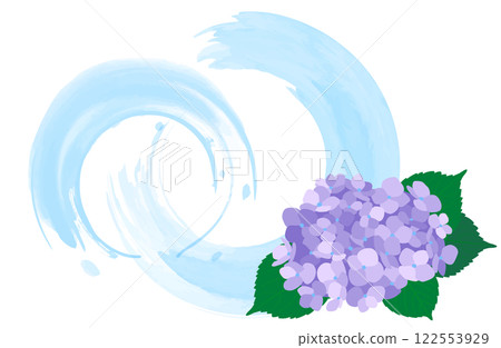 紫色繡球花和水彩波紋 紫色繡球花和水彩波紋 122553929