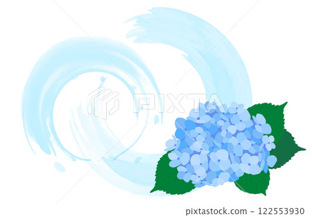 淡藍色繡球花和水彩波紋 122553930