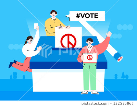 Illustration of a character that encourages voting Illustration of a character that encourages voting 122553965
