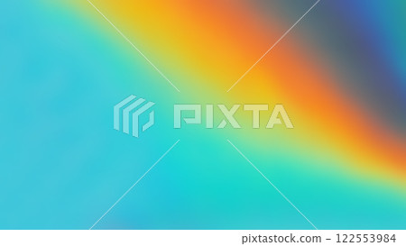 A vibrant gradient transitions smoothly from bright turquoise to warm orange and deep blue, evoking a dynamic and colorful atmosphere. 122553984