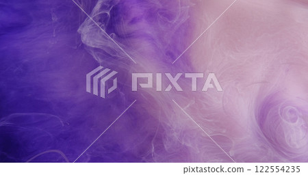 Color smoke. Abstract background. Blur purple pink paint water explosion fume swirl flow floating shimmering particles art texture. 122554235