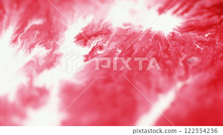 Color paint flow. Blur stream. Defocused red white shiny glowing viscous liquid texture ink water mix on abstract light art background. 122554236