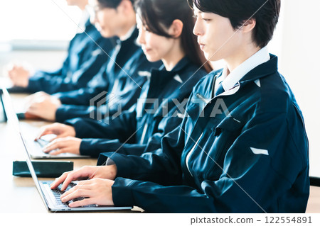 Engineers working at the development base 122554891
