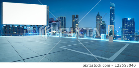 Electric vehicle charging station illuminating bangkok city skyline at dusk with blank billboard Electric vehicle charging station illuminating bangkok city skyline at dusk with blank billboard 122555040