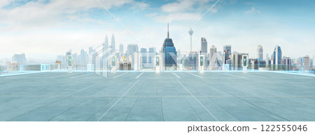 Electric vehicle charging stations dominate rooftop parking in kuala lumpur skyline 122555046