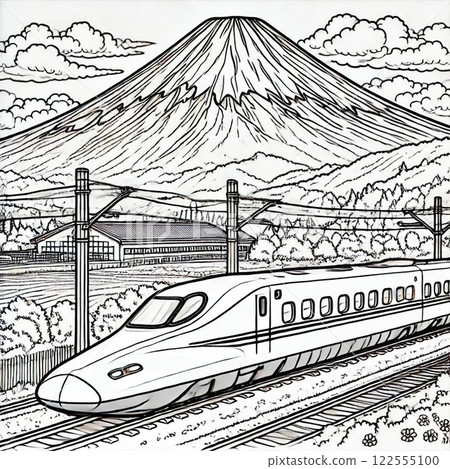 "Coloring book" Shinkansen and Mt. Fuji scenery "Coloring book" Shinkansen and Mt. Fuji scenery 122555100
